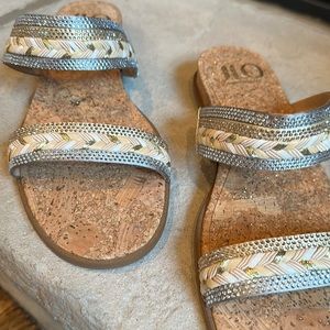 BRAND NEW-Beautiful sandals with gorgeous silver, gold, nude & white detail